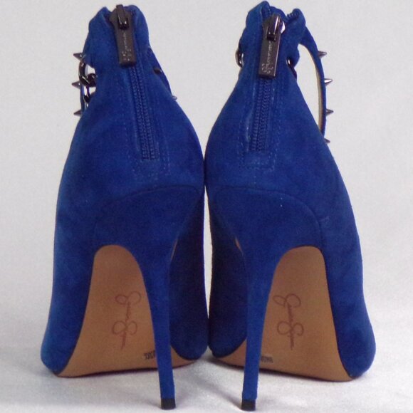 JESSICA SIMPSON 8M JS-WITNEE royal-blue suede ultra-high-heel point-toe pumps - Picture 8 of 16